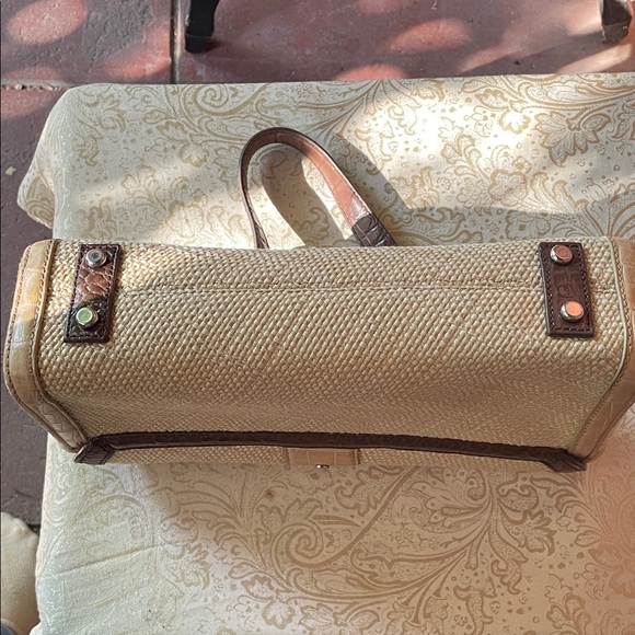 ANTONIO MELANI Woven Straw Brown and Tan Shoulder Bag - Picture 3 of 9